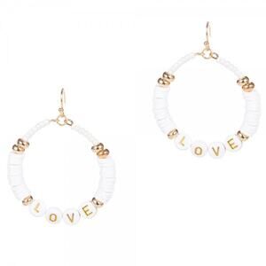 Love Letter Bead Heishi Drop Earrings Ivory